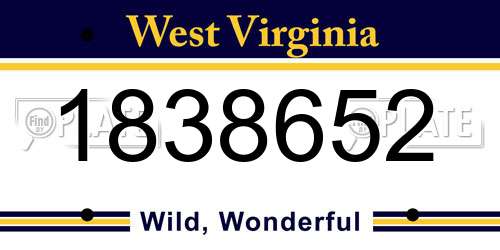 1838652 West Virginia License Plate