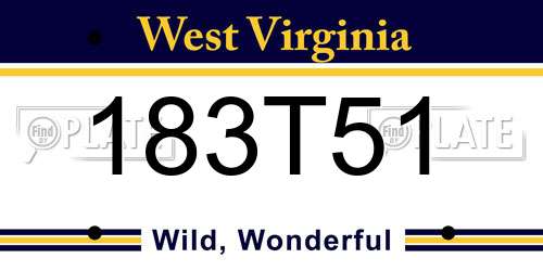 183T51 West Virginia License Plate