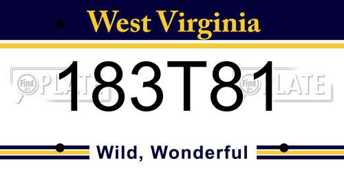 183T81 West Virginia License Plate