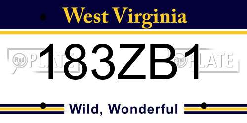 183ZB1 West Virginia License Plate
