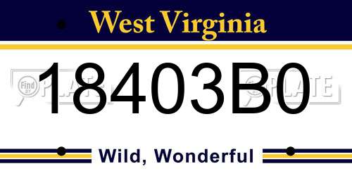 18403B0 West Virginia License Plate