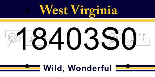 18403S0 West Virginia License Plate