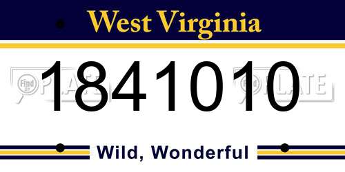 1841010 West Virginia License Plate