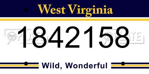 1842158 West Virginia License Plate