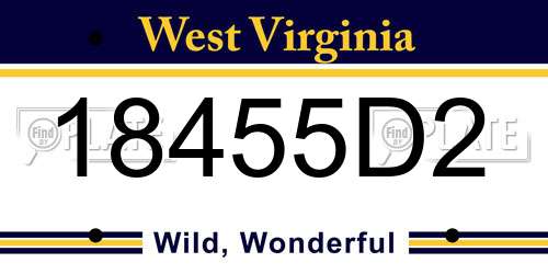 18455D2 West Virginia License Plate