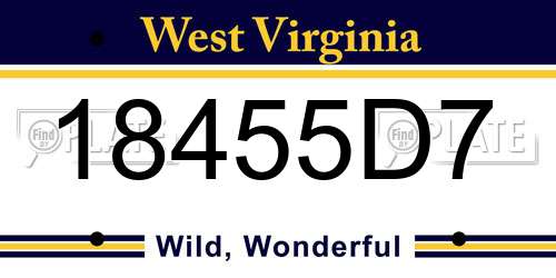 18455D7 West Virginia License Plate