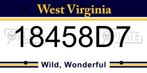 18458D7 West Virginia License Plate