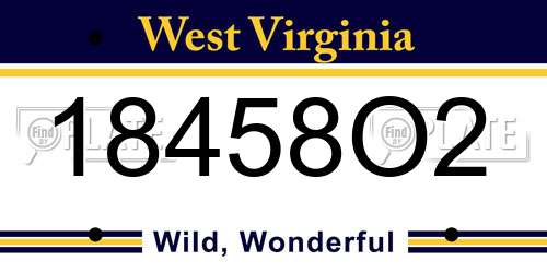 18458O2 West Virginia License Plate