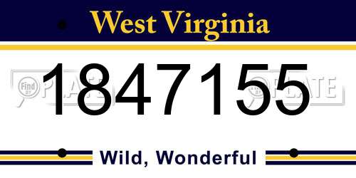 1847155 West Virginia License Plate