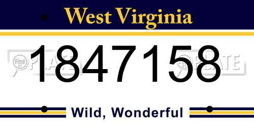 1847158 West Virginia License Plate
