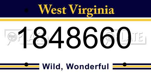 1848660 West Virginia License Plate