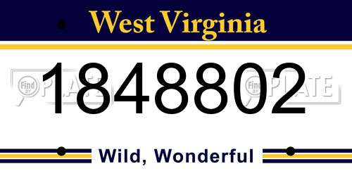 1848802 West Virginia License Plate