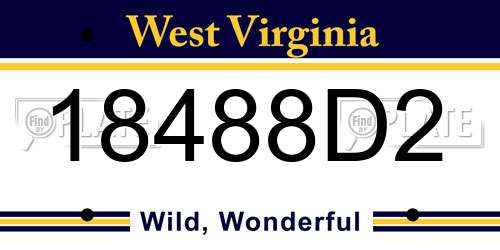 18488D2 West Virginia License Plate