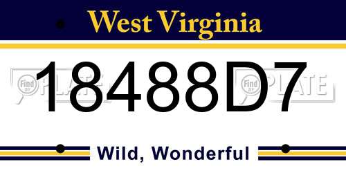 18488D7 West Virginia License Plate
