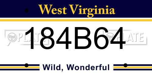 184B64 West Virginia License Plate