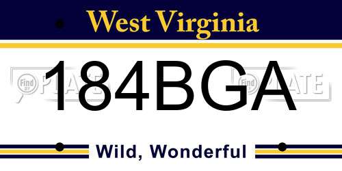 184BGA West Virginia License Plate
