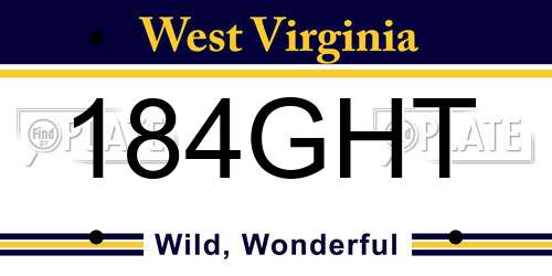 184GHT West Virginia License Plate