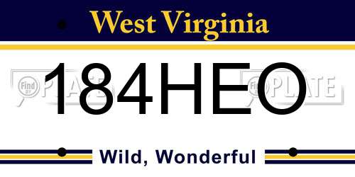 184HEO West Virginia License Plate