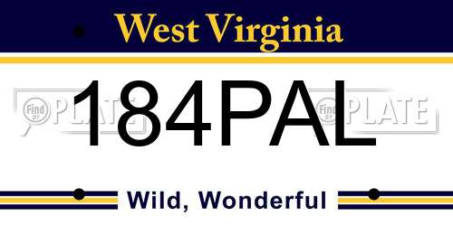 184PAL West Virginia License Plate