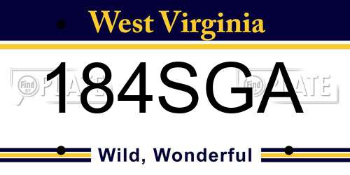 184SGA West Virginia License Plate