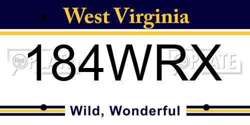 184WRX West Virginia License Plate