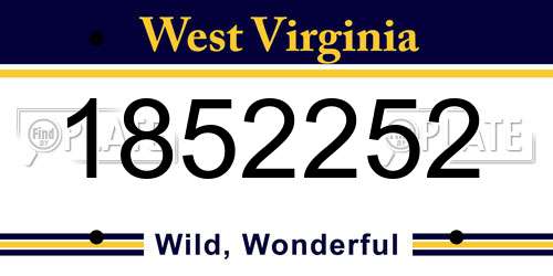 1852252 West Virginia License Plate