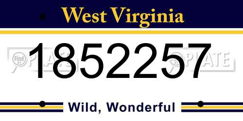 1852257 West Virginia License Plate