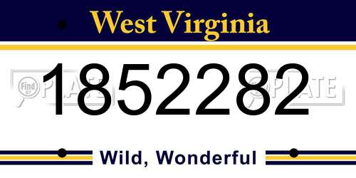 1852282 West Virginia License Plate