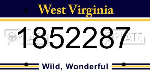 1852287 West Virginia License Plate