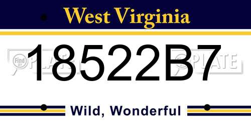 18522B7 West Virginia License Plate