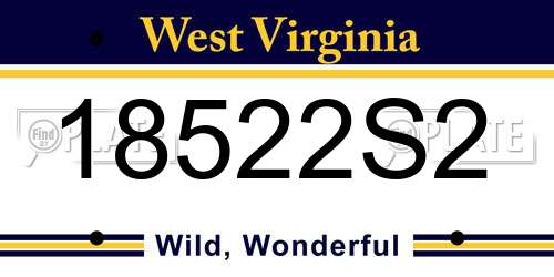 18522S2 West Virginia License Plate