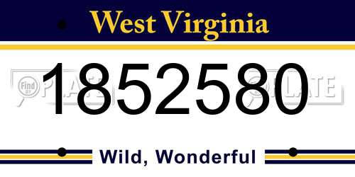 1852580 West Virginia License Plate