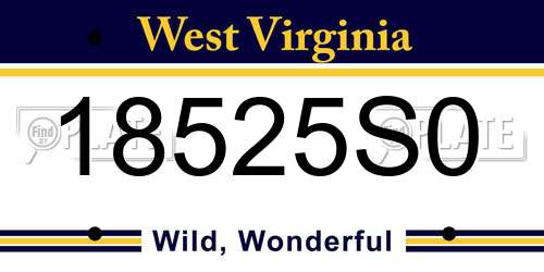 18525S0 West Virginia License Plate