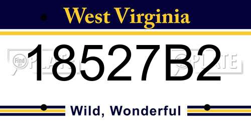 18527B2 West Virginia License Plate