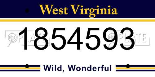 1854593 West Virginia License Plate
