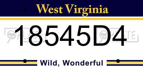 18545D4 West Virginia License Plate