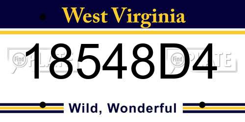 18548D4 West Virginia License Plate