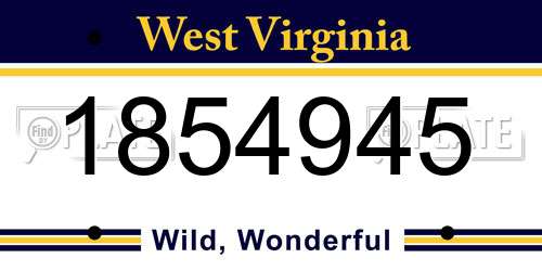 1854945 West Virginia License Plate