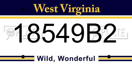 18549B2 West Virginia License Plate
