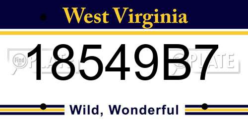 18549B7 West Virginia License Plate