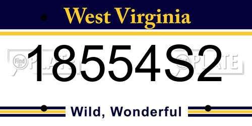 18554S2 West Virginia License Plate