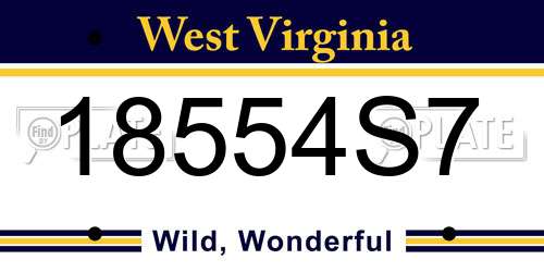 18554S7 West Virginia License Plate