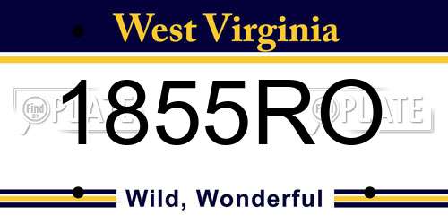 1855RO West Virginia License Plate