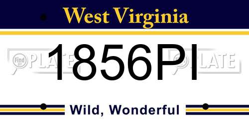 1856PI West Virginia License Plate