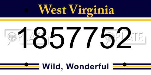 1857752 West Virginia License Plate