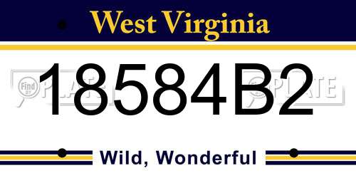18584B2 West Virginia License Plate