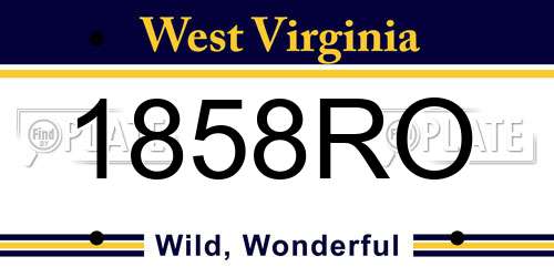 1858RO West Virginia License Plate