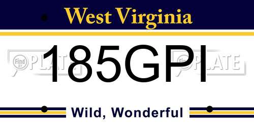 185GPI West Virginia License Plate