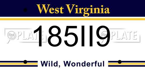 185II9 West Virginia License Plate