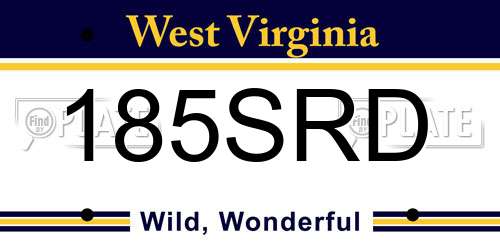 185SRD West Virginia License Plate